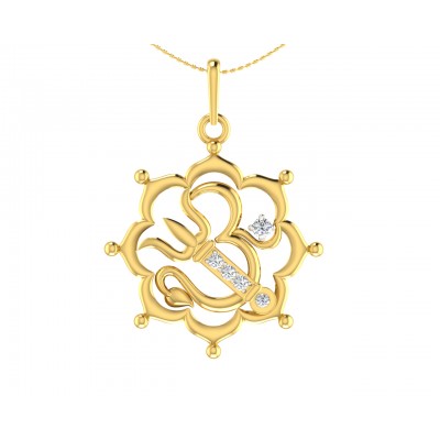 Auspicious Om with Trident pendant in Gold